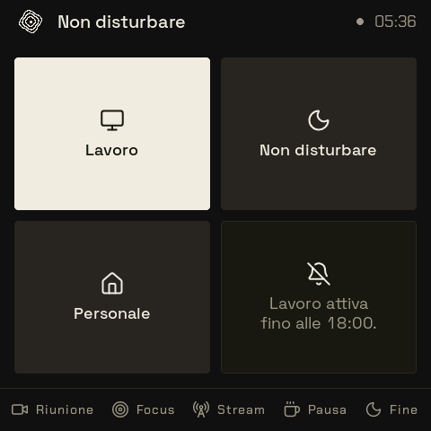 Lo schermo del widget Non disturbare